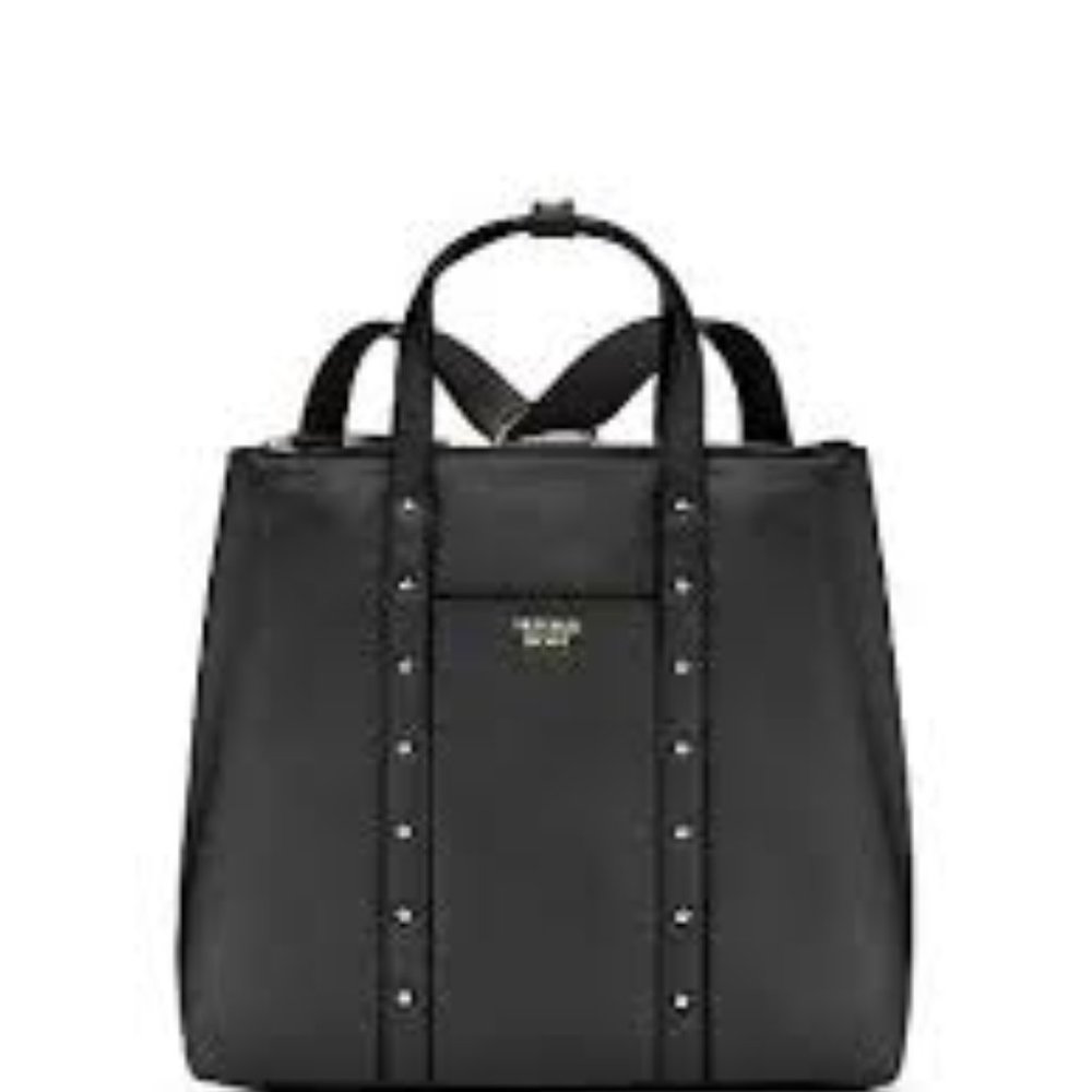 VICTORIA'S SECRET NEW BLACK STUDDED CONVERTIBLE BACKPACK TO TOTE PURSE BAG